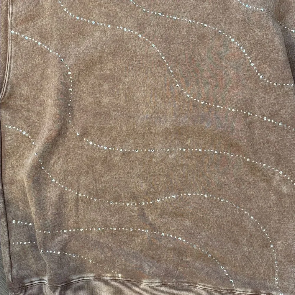 Brown Crewneck Sweater with Rhinestones Wild fable M